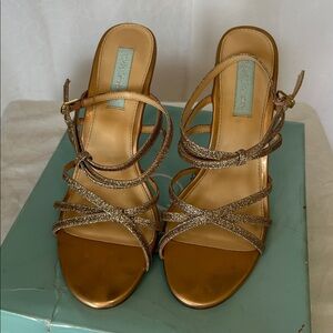 Betsey Johnson Myla Champagne Gold Glitter Heels. Size 10.